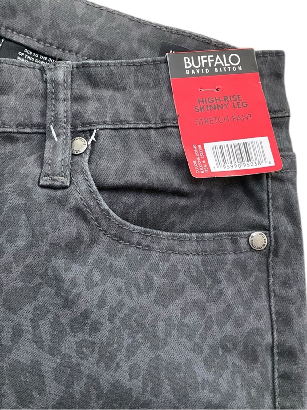 Buffalo Women’s Hanna Skinny Soft Stretch Leopard Pants Black 
Size 8 NWT